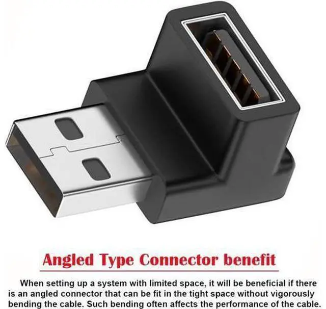 Alt view image 5 of 7 - 10Gbps USB3.0 Male to Female Extension Power Data Video Adapter 90 Degree Down Angled Type