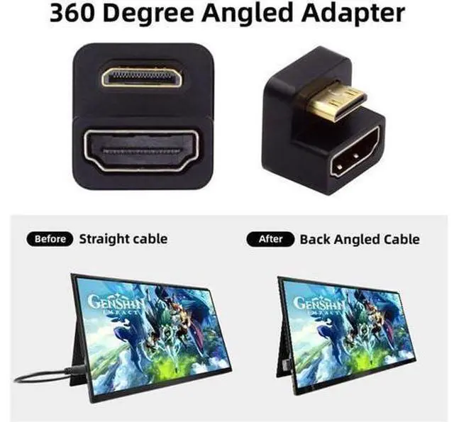 Alt view image 5 of 7 - 360 Degree Up Opposite U Shape Back Angled Mini HDMI 1.4 Male to HDMI Female Extension Adapter Converter