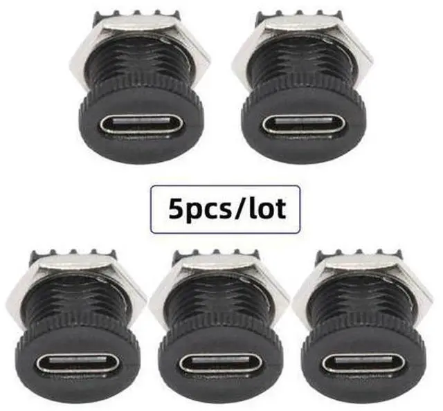 Alt view image 3 of 7 - 5pcs/Set DIY OEM Type C Female Socket Connector to 6Pin PCBA Pinout Scew Nut Mount Type DC 5V/20V PD Power