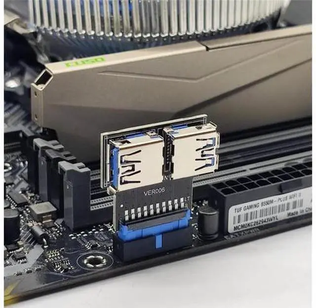 Alt view image 4 of 7 - Dual USB 3.0 A Type Female to Motherboard 20/19 Pin Box Header Slot Adapter 5Gbps Horizontal Type PCBA
