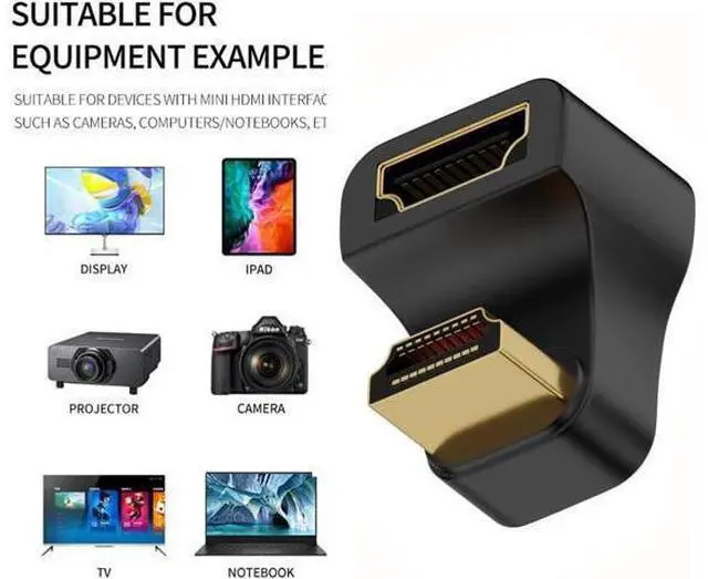 Alt view image 6 of 7 - HDMI Male Type-A to HDMI Female Port Savers 360 Degree Down Opposite U Shape Back Angled Extension Adapter Converter