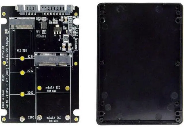Main image of 2 in 1 Combo M.2 B-Key & mSATA SSD to SATA 3.0 Adapter Converter Case Enclosure