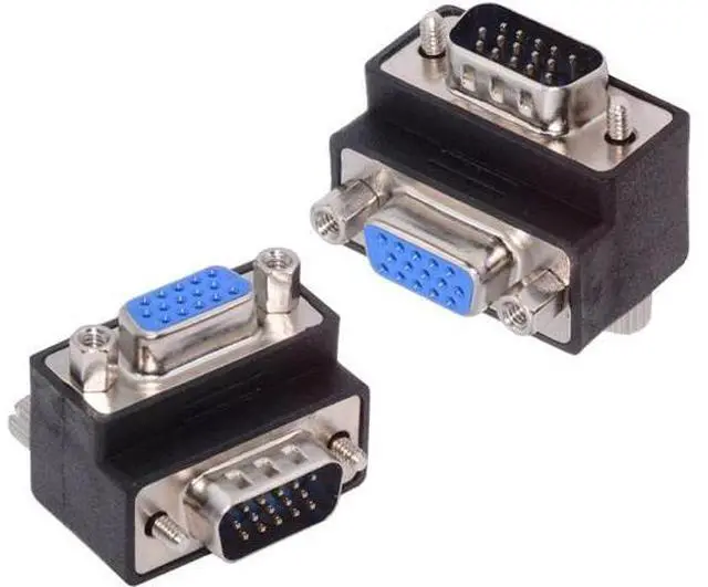 Main image of Adapter 2pcs/lot Up & Down Angled 90 Degree VGA RGB HDB15Pin Screw Type Male to Female Nut Type Extension Adapter Port Saver for Monitor Displays