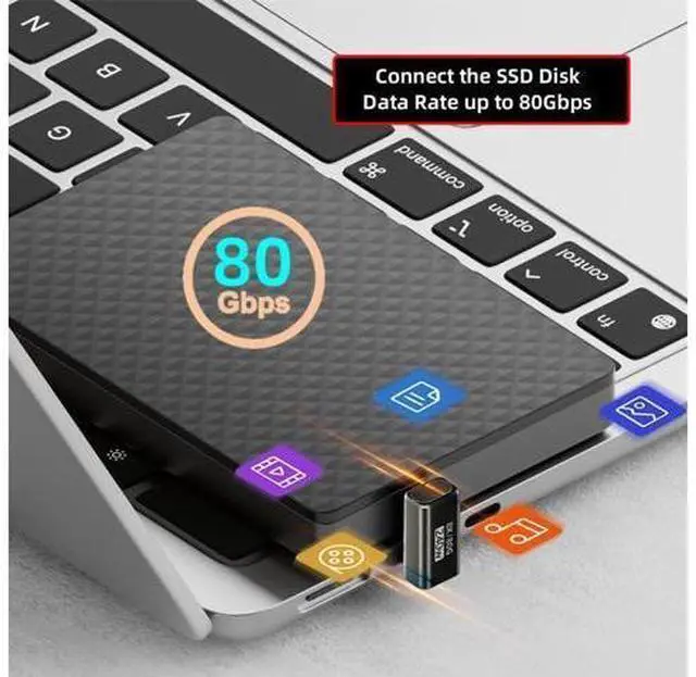 Alt view image 5 of 7 - Adapter USB5.0 80Gbps Male to Male Extension Adapter Opposite U Shape Back Angled with 240W 16K 8K 5K Compatible with USB4.0 Thunderbolt3/4/5