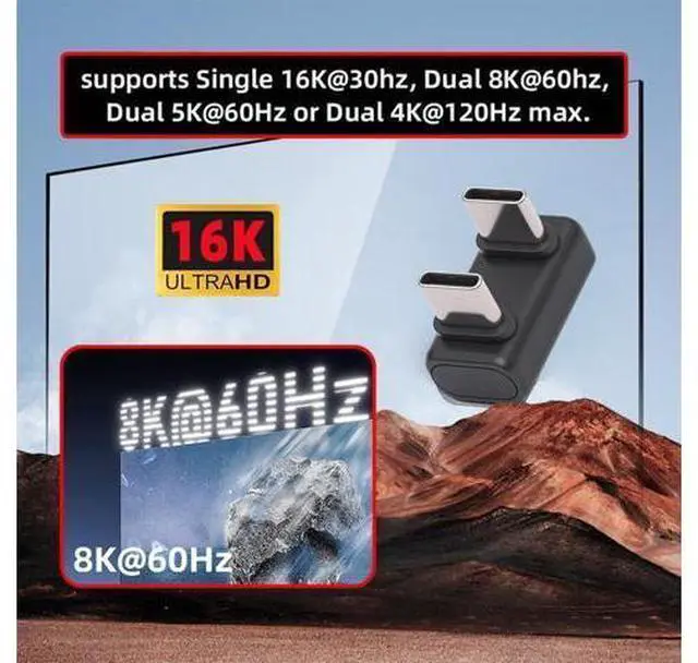 Alt view image 7 of 7 - Adapter USB5.0 80Gbps Male to Male Extension Adapter Opposite U Shape Back Angled with 240W 16K 8K 5K Compatible with USB4.0 Thunderbolt3/4/5