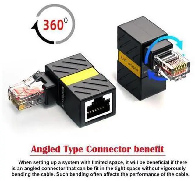 Alt view image 2 of 7 - CAT6 UTP Male to Female 360 Degree Angled Rotating Adapter RJ45 8P8C 1000Mbps for LAN Ethernet Network