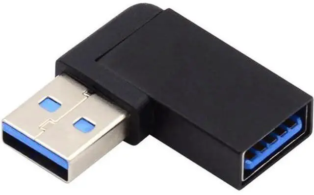 Main image of 10Gbps USB3.0 Male to Female Extension Power Data Video Adapter 90 Degree Right Angled Type Black