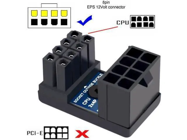 Alt view image 4 of 7 - 2pcs/lot ATX 8P EPS Male to Female 360 Degree Up Down Angled Power Header Adapter for CPU 12V