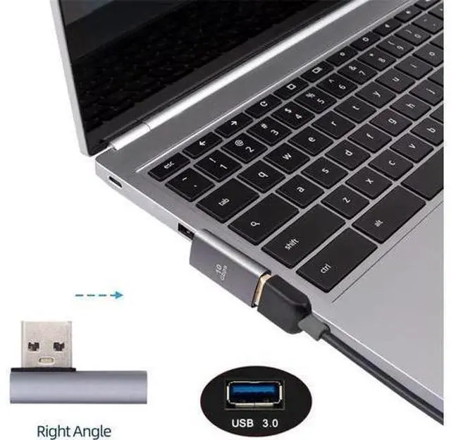 Alt view image 7 of 7 - 10Gbps USB3.0 Male to Female Extension Power Data Video Adapter Low Profile 90 Degree Right Angled Type