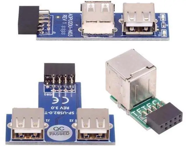 Main image of 3pcs/Set 9Pin USB2.0 Motherboard Front Panel Header Female to Dual USB Female Adapter Vertical Horizontal Type