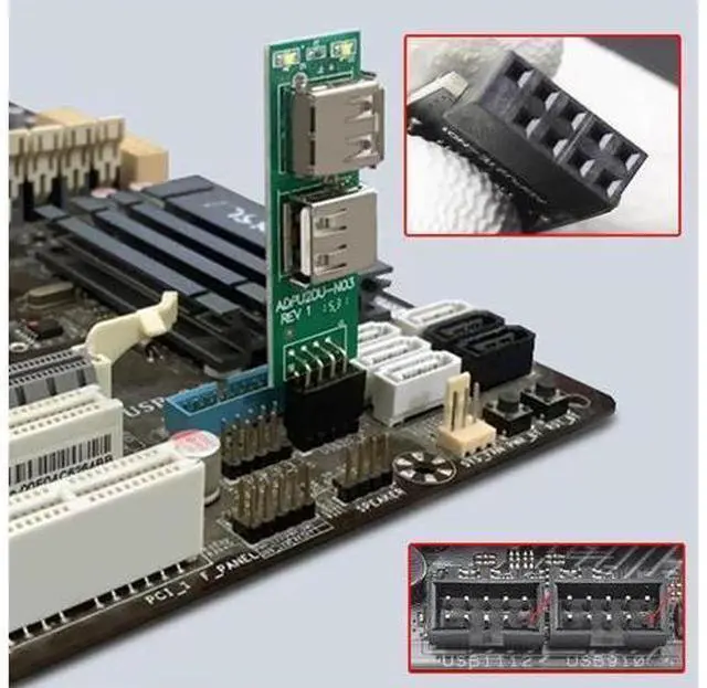 Alt view image 3 of 7 - 3pcs/Set 9Pin USB2.0 Motherboard Front Panel Header Female to Dual USB Female Adapter Vertical Horizontal Type