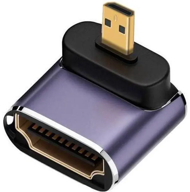 Main image of Up Angled Micro HDMI Male to HDMI 2.1 Female UHD Extension Gold Converter Adapter Support 8K 60hz HDTV