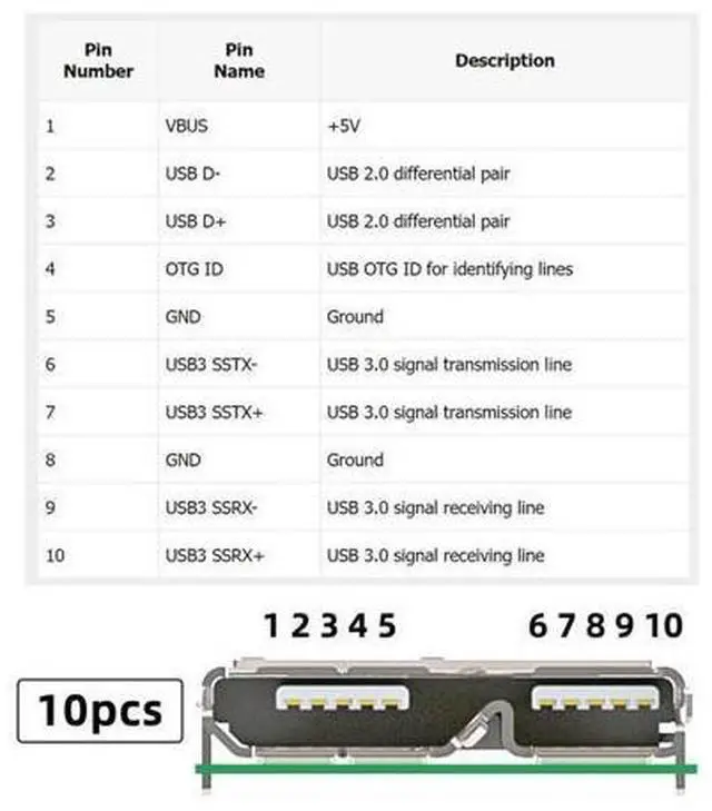Alt view image 4 of 7 - 10pcs Micro USB 3.0 10pin Female Socket Receptacle Board Mount SMT Type with PCB for USB Disk DIY OEM