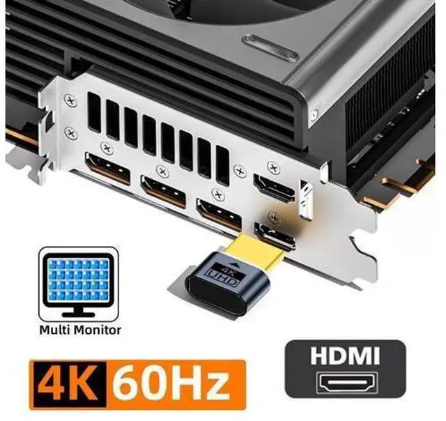 Alt view image 2 of 7 - HDMI 4K UHD Dummy Plug,HDMI 1.4 Virtual Monitor EDID Emulator, Headless Display Adapter Supports up to 4k@60Hz,1080@60Hz/120Hz