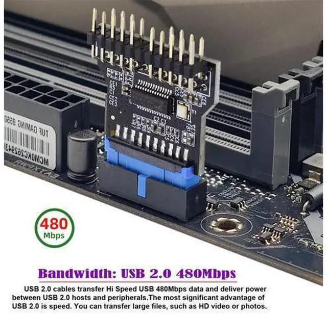 Alt view image 2 of 7 - Motherboard 19pin USB 3.0 Header 1 to 2 USB2.0 9Pin Female Extension HUB Connector Adapter Port Multilier