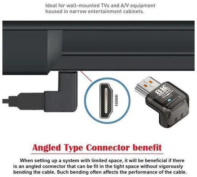 Alt view image 2 of 7 - Up Angled 90 Degree HDMI Male to HDMI 2.1 Female UHD Extension Adapter Extender Transparent with Smart LED 8K 60hz HDTV