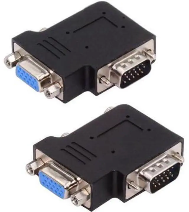 Main image of Adapter 2pcs/lot Left & Right Angled 90 Degree VGA RGB HDB15Pin Screw Type Male to Female Nut Type Extension Adapter Port Saver for Monitor Displays