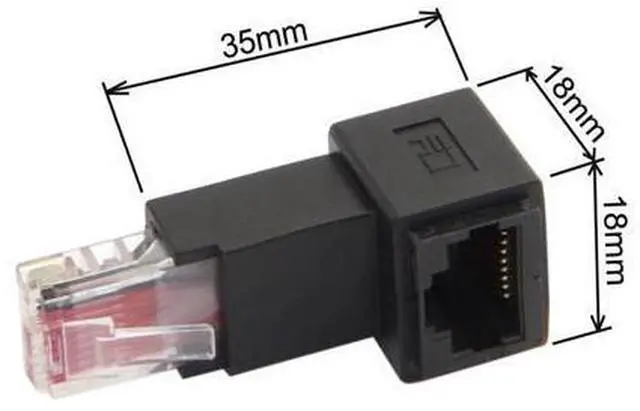 Alt view image 2 of 7 - Down Angled 90 Degree 8P8C FTP STP UTP Cat 5e Male to Female LAN Ethernet Network Extension Adapter