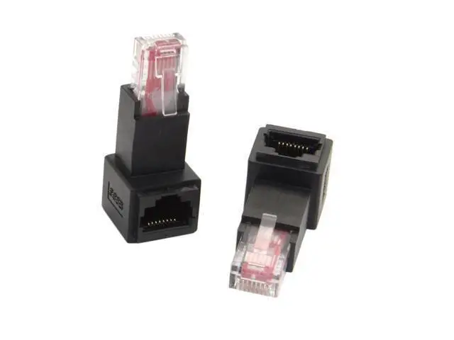 Alt view image 7 of 7 - Down Angled 90 Degree 8P8C FTP STP UTP Cat 5e Male to Female LAN Ethernet Network Extension Adapter