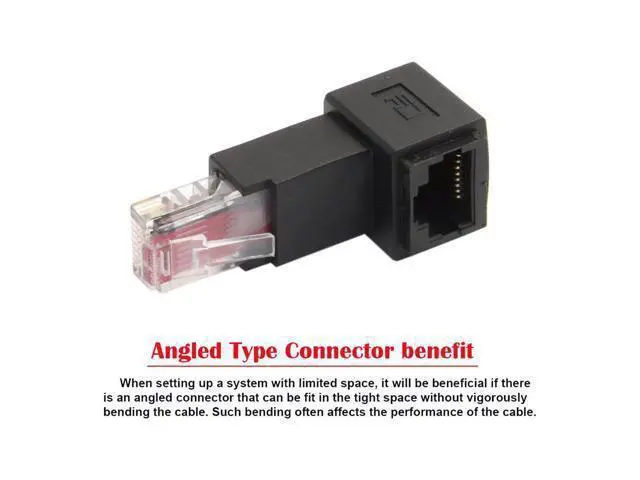 Alt view image 5 of 7 - Down Angled 90 Degree 8P8C FTP STP UTP Cat 5e Male to Female LAN Ethernet Network Extension Adapter