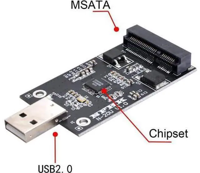 Alt view image 6 of 7 - Mini PCI-E mSATA to USB 2.0 External SSD PCBA Conveter Adapter Pen Driver Card Without Case