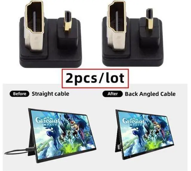 Alt view image 5 of 7 - Adapter 2pcs/lot Up & Down Micro HDMI 1.4 Male Type-D to HDMI Female Port Saver 360 Degree Opposite U Shape Back Angled Extension Adapter