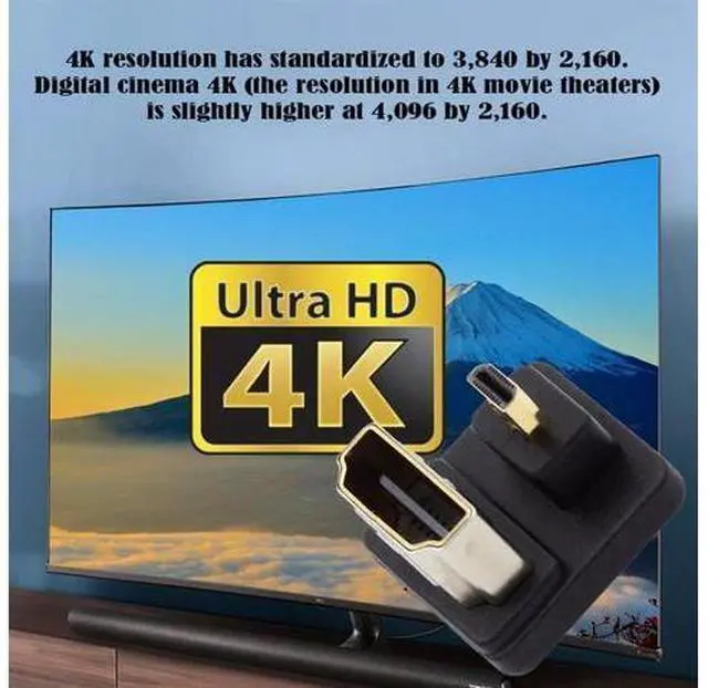 Alt view image 6 of 7 - Adapter 2pcs/lot Up & Down Micro HDMI 1.4 Male Type-D to HDMI Female Port Saver 360 Degree Opposite U Shape Back Angled Extension Adapter
