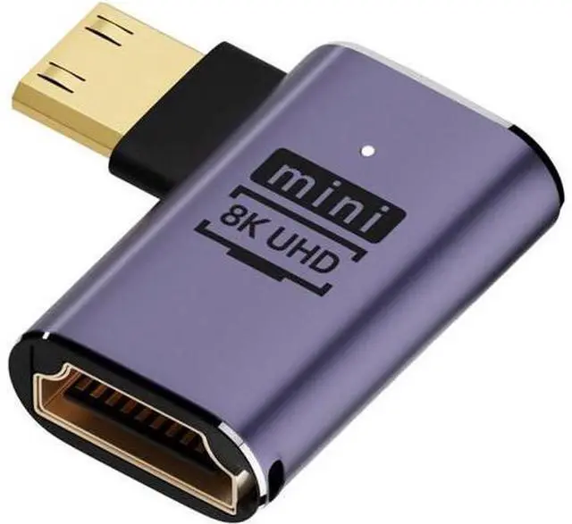 Main image of Right Angled Mini HDMI Male to HDMI 2.1 Female UHD Extension Gold Converter Adapter Support 8K 60hz HDTV
