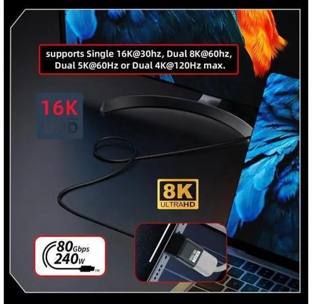 Alt view image 7 of 7 - Adapter USB5.0 80Gbps Male to Female Extension Adapter Down Up Angled with 240W 16K 8K 5K Compatible with USB4.0 Thunderbolt3/4/5
