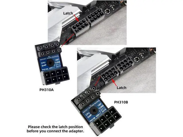 Alt view image 5 of 7 - 2pcs/lot ATX 8P EPS Male to Female 360 Degree Up Down Angled Power Header Adapter for CPU 12V