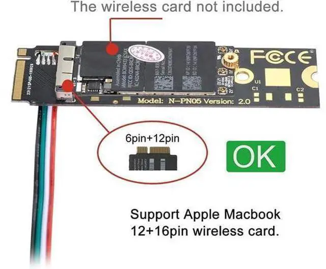 Alt view image 5 of 5 - BCM94360CD BCM94360CS BCM943602CS BCM94360CS2 WiFi Card to M.2 Key-M NVME SSD Adapter