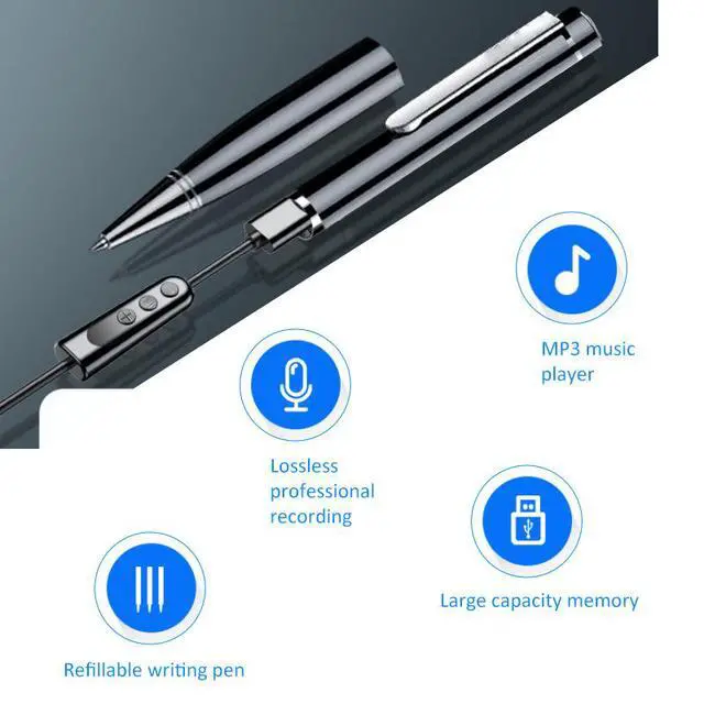 Alt view image 3 of 5 - Cross-border best-selling pen-shaped recorder with professional high-definition noise reduction and extremely long battery life - perfect for students to record class lectures and for holding meetings