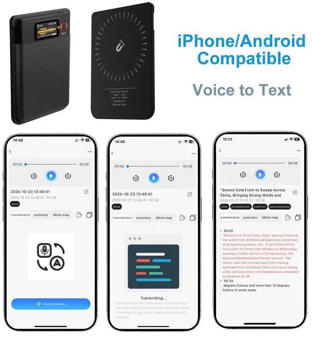 Alt view image 2 of 5 - Chagtp Digital Recorder Magnetic Sticky Meeting Minutes Voice-to-Text AI Recording Pen Smart Recording Pen AI