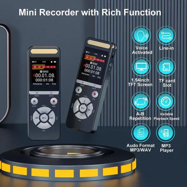 Alt view image 4 of 5 - Cross-border export AI audio recorder with noise reduction and color screen, small portable, long standby time, professional AI recorder, AI audio recorder