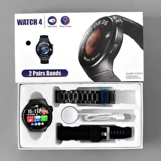 Alt view image 3 of 4 - WATCH4 Bluetooth Smart Watch Measures Heart Rate, Blood Pressure, Music Control, Step Counting, Round Design, Bluetooth Fitness Watch SILVERsingle strap silicone strap