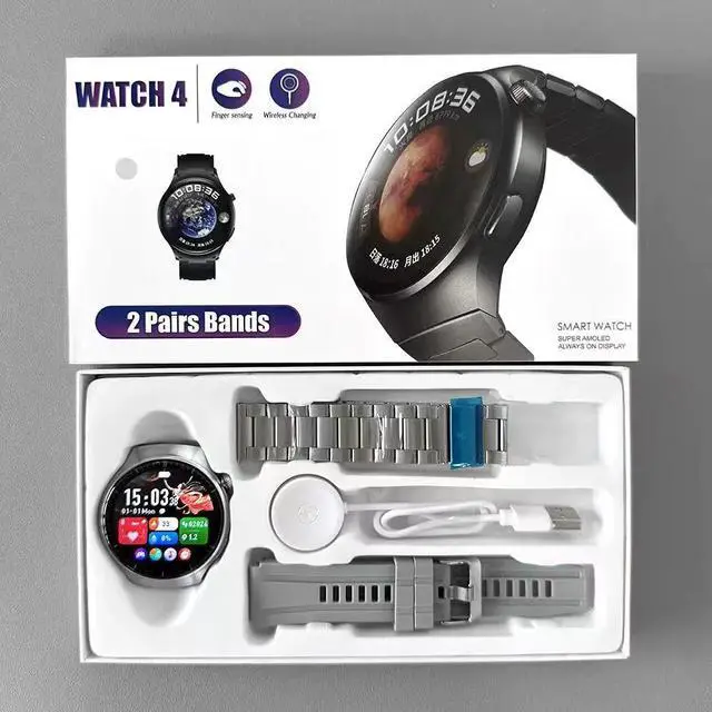 Alt view image 4 of 5 - Manufactured and customized by the original manufacturer. Smart watch GT4 with round screen, high-definition display, full touch, Bluetooth calling function. silver