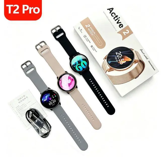 Alt view image 3 of 5 - T2pro round screen Bluetooth calling heart rate exercise step counting incoming call information reminder multi-functional smart watch GOLD