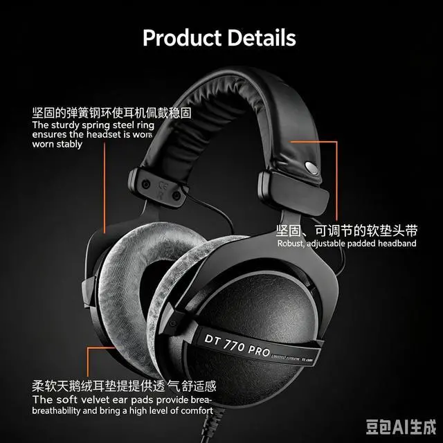 Alt view image 2 of 4 - DT770 Pro studio headphones with velvet ear cups offer a comfortable fit. The open sound field is wide and the sound quality is pure. DT770 PROI 80 Gray Color