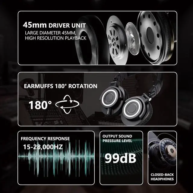 Alt view image 3 of 5 - ATH-M50x Professional Listening Headphones - Over-Ear Wired Bluetooth High-Fidelity Sound Card Headphone System HIFIV orange