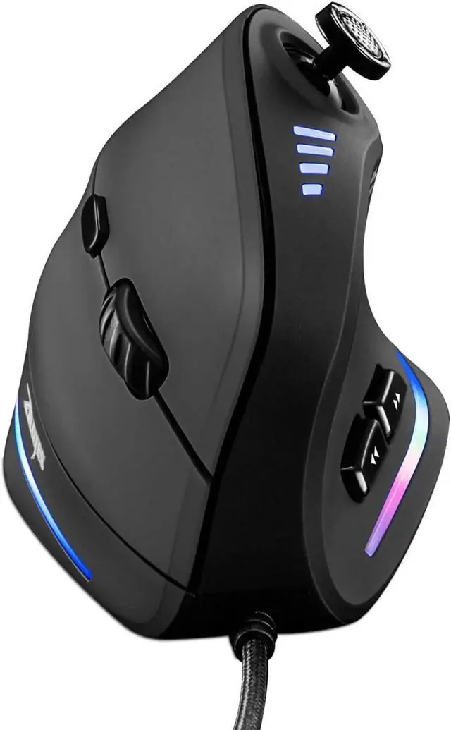 Main image of TRELC Gaming Mouse with 5 D Rocker, Ergonomic Mouse with 10000 DPI/11 Programmable Buttons, RGB Vertical Gaming Mice Wired for PC/Laptop/E-Sports/Gamer (Black)