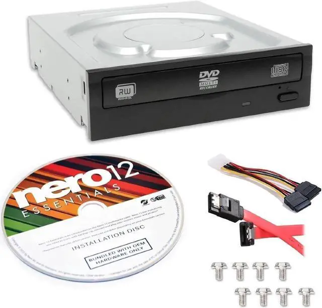 Alt view image 3 of 6 - Lite-On 24X SATA Internal DVD+/-RW Drive Optical Drive IHAS124-14 + Nero 12 Essentials Burning Software + Sata Cable Kit