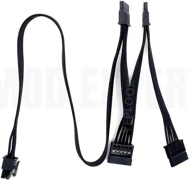 Alt view image 3 of 6 - 6Pin to 4 SATA Straight HDD SSD Power Cable for Seasonic CORE GX-650, GX-550, GX-500 GOLD Modular Power Unit