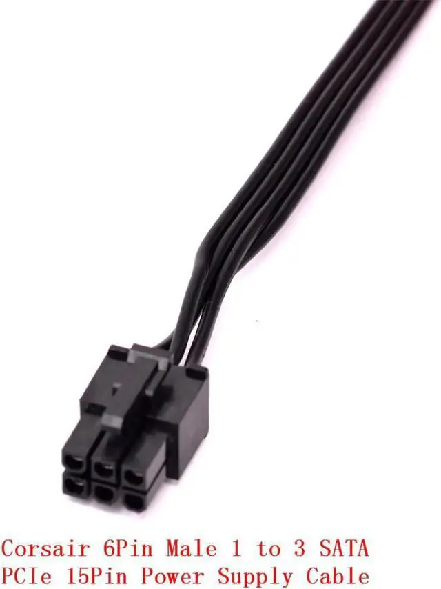 Alt view image 5 of 7 - 6Pin to 3 SATA 15Pin Right Angle Power Supply Cable for CORSAIR CS CX HX RM Series CS450M CS550M CS650M CS750M CS850M CX450M CX650MX CX750M HX1050 HX850 HX750 HX650 RM450 RM550