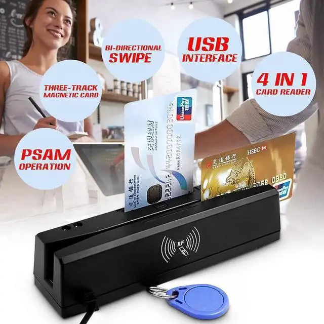 Alt view image 5 of 5 - YL160 4-in-1 Magnetic Stripe Credit Card EMV IC Chip RFID PSAM Card Reader Writer Duplicator