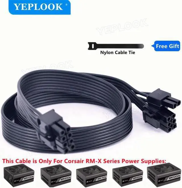 Alt view image 4 of 6 - PCIe 8Pin 6+2Pin GPU Power Supply Cable for Corsair RM550x RM650x RM750x RM850x RM1000x RMx Series Type 4 Full Modular Power, 18AWG 60CM/23.62inch/1.97ft.