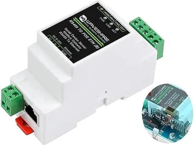Main image of waveshare RS485 to RJ45 Ethernet with POE Function Modbus/MQTT Gateway, Bi-Directional Transparent Data Transmission Between RS485 and Ethernet, 6~36V DC Screw Terminal, or PoE Port Power Supply