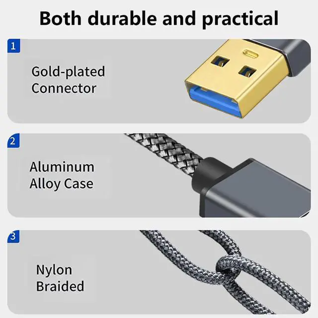 Alt view image 4 of 4 - USB 3.0 male-to-male mobile hard drive enclosure data cable for notebookcomputer cooling- two ends with male connectors of USB 3.0 type 5M