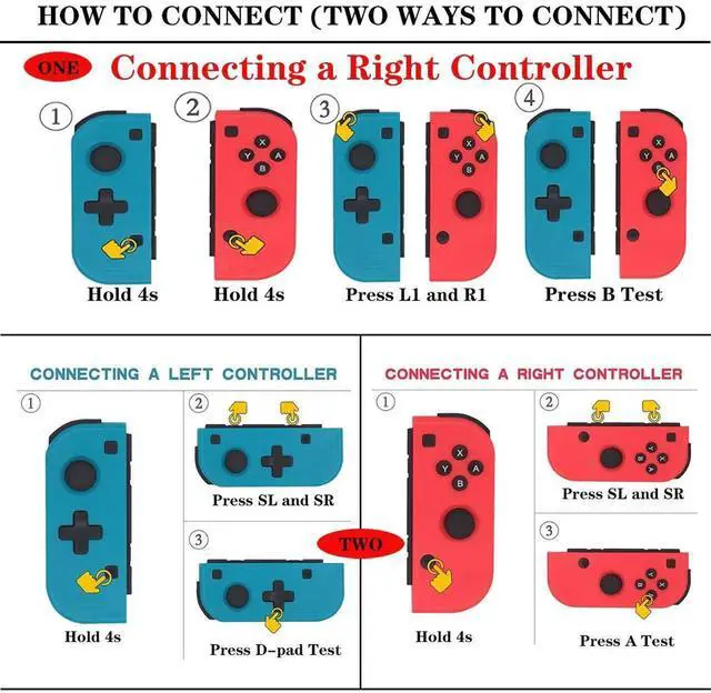 Alt view image 2 of 7 - Nintendo Switch Joy-Con Controller Mini Switch Controller Joy Con (L/R) Wireless Pro Game Controller Gamepad Joypad Joystick Compatible with Nintendo Switch, Blue and Red Color