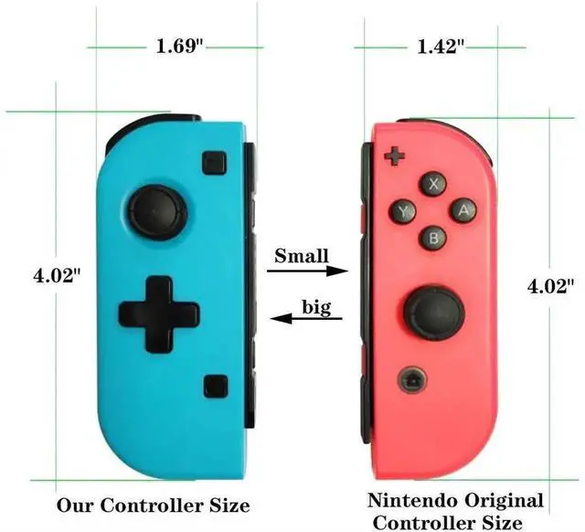 Alt view image 7 of 7 - Nintendo Switch Joy-Con Controller Mini Switch Controller Joy Con (L/R) Wireless Pro Game Controller Gamepad Joypad Joystick Compatible with Nintendo Switch, Blue and Red Color