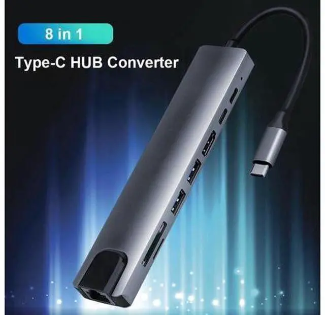 Main image of XJYLCPC USB C Hub 8-in-1 Type C Hub with RJ45 Port, 2 USB 3.0 Port,4K HDMI,SD/TF Card Port,87W PD, Type-C Port Compatible for MacBook/Pro/Air 2016/2017/2018 and More USB C Devices